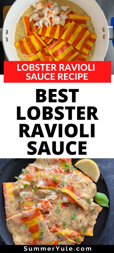 This creamy lobster ravioli sauce without cream is the best sauce for lobster ravioli. Trader Joes Lobster Ravioli Recipe, Crab And Lobster Ravioli Sauce, Lobster Sauce For Pasta, Lobster Ravioli Sauce Easy, Cream Sauce For Lobster Ravioli, Sauce For Lobster Ravioli, Lobster Ravioli Sauce Recipe, Sauce For Lobster, Ravioli Dinner Ideas