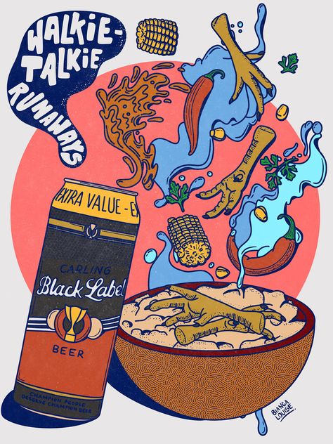 South African Dishes: Walkie Talkies South African Prints, South African Graphic Design, African Pop Art, African Illustration, African Logo, South African Dishes, Collage Creator, African Dishes, Afrofuturism Art