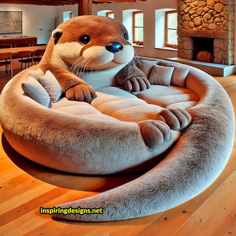 Okay, have you ever thought, “I wish I could just curl up inside the cozy embrace of a lion,” without the imminent threat of becoming its next meal? Well, dream no more! With these new oversized animal shaped sofas, that’s precisely the experience you get, minus the danger of course. Why plop down on a … Animal Chair, Giant Animals, A Lion, Large Animals, Hug You, Animal Pillows, Your Back, Otters, No More