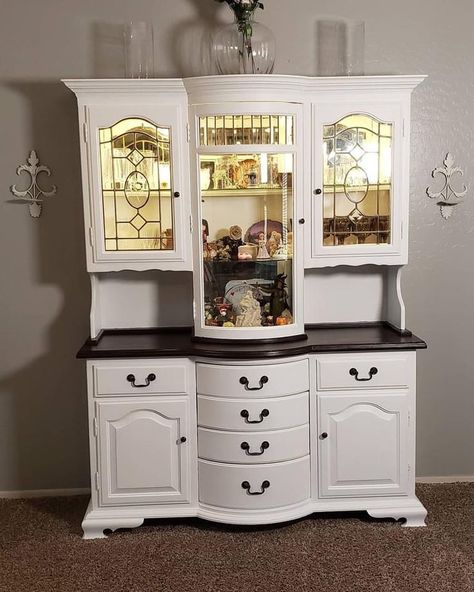 Repurposed China Cabinet, Repurposed China, Crockery Cabinet, Hutch Makeover, Dining Room Buffet, Coffee Bar Home, Kitchen Remodeling Projects, Pantry Storage, Furniture Renovation