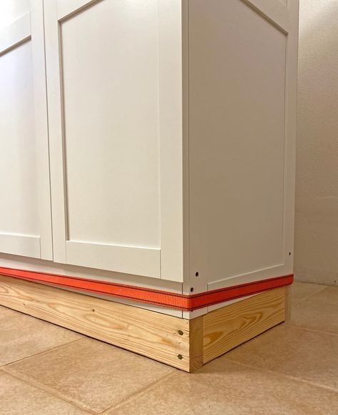 DIY Built-In Storage Cabinet Wall Diy Frameless Cabinets, Building Wall Cabinets Diy, How To Make Cabinets Look Built In, Build A Cabinet Diy, Basement Cabinet Ideas Storage, Stock Cabinets For Built In, Diy Pantry Cabinet How To Build, Build In Cabinet, Wall Cabinets As Base Cabinets