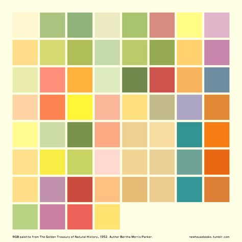 newhousebooks: “Golden Books 1952 Color palette .ai file ” Pallette Ideas, Rgb Palette, Danielle Donaldson, Rainbow Things, Color Science, Vintage Colour Palette, Weaving Inspiration, Journal Books, Golden Books