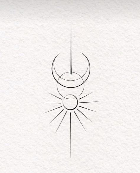 Moonlight Tattoo Ideas, Twice Tattoo Ideas Kpop, Solstice Tattoo, Triple Moon Tattoo, Moonlight Tattoo, Eclipse Tattoo, Tattoo Sonne, Luna Tattoo, Sun Tattoo Designs