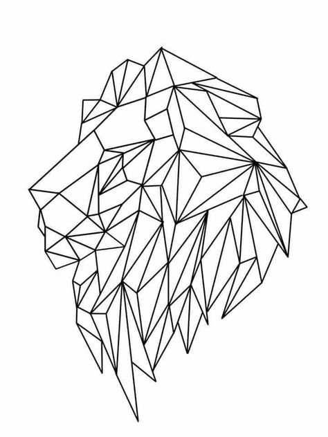 Geometric Art Animal, Geometric Lion, Polygon Art, Geometric Drawing, Lion Art, Geometric Animals, Lion Tattoo, Geometric Lines, String Art