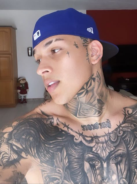 Best Face Tattoos For Men, Face Tats Men, Small Face Tattoo Men, Sideburn Tattoo Guys, Mens Face Tattoos, Face Tattoo Ideas, Chest Neck Tattoo, Small Face Tattoos, Brown Pixie Cut