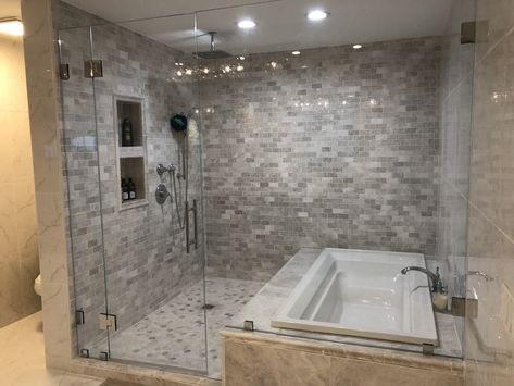 Shower And Bathtub Remodel, Bathroom Remodel Big Tub, Big Bath Tub Shower Combo, Walk In Shower To Tub, Bath Tube And Shower Combo, Walkin Shower And Tub Combo, Shower Remodel With Bathtub, Tile Shower With Bathtub, Showers With Tubs Inside