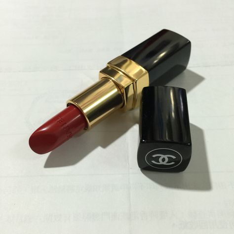 Red lipstick from Chanel no.444 Channel Red Lipstick, Chanel Dark Red Lipstick, Chanel Lipstick Aesthetic, Red Dior Lipstick, Channel Lipstick, Chanel Red Lipstick, Dior Red Lipstick, Red Lipstick Aesthetic, Designer Lipstick