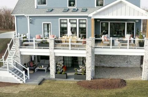 Deck vs Patio: Which Is Right For You? | Trex Deck And Patio Combo, Deck Vs Patio, Backyard Vibes, Concrete Paver Patio, Deck Addition, Deck Remodel, Deck And Patio, Patio Remodel, Backyard Getaway