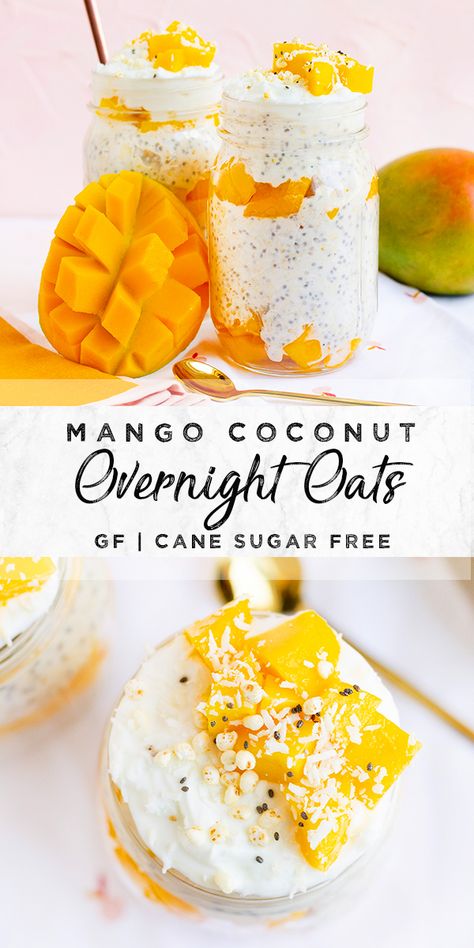 Mango Chia Overnight Oats, Frozen Mango Overnight Oats, Hawaiian Overnight Oats, Coconut Chia Overnight Oats, Mango Overnight Oats Chia Seeds, Overnight Oats Mango Coconut, Overnight Oats With Coconut, Mango Coconut Overnight Oats, Coconut Overnight Oats Healthy