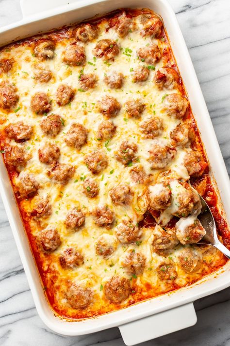 Cheesy Oven Baked Meatballs 12 Tomatoes, Sloppy Joe Meatball Bake, Easy Meatball Dishes, Meatballs Casserole Easy, Meatball And Peppers, Meatball Subs For Party, Baked Meatballs With Mozzarella, Low Carb Meatball Casserole Frozen Meatballs, Meatball And Sausage Recipes