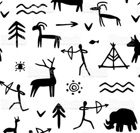 Painting Drawing Easy, Stone Age Activities, Cave Drawing, Prehistoric Humans, Petroglyphs Art, Paleolithic Art, Cave Drawings, Cave Painting, Different Symbols