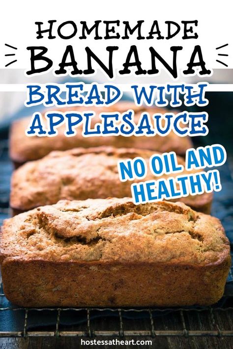 Applesauce Banana Bread Recipe, Egg White Banana Bread, Banana Bread Recipe With Applesauce, Applesauce Banana Bread, Banana Applesauce Bread Recipe, Banana Applesauce Bread, Banana Bread Using Applesauce, Healthy Banana Bread With Applesauce, Banana Bread Applesauce