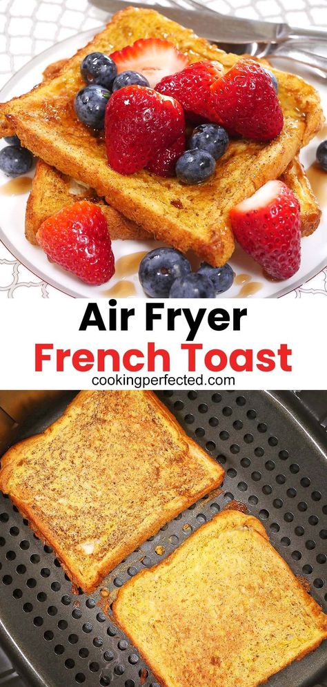 Airfry Recipes, Air Fryer French Toast, Cooking Knowledge, Airfryer Breakfast, Air Flyer, Air Fryer Recipes Breakfast, Air Fryer Recipes Snacks, Delicious French Toast, Course Ideas