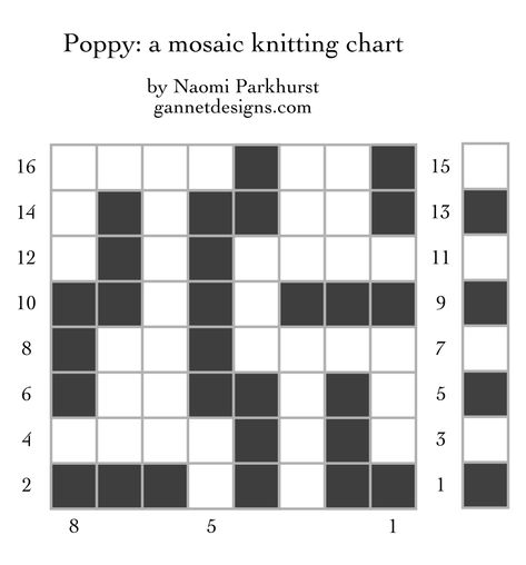 Poppy: a mosaic knitting chart – String Geekery Mosaic Knitting, Knit Stitch Patterns, Knitting Charts, Knitting Stitches, Slip Stitch, Made It, Stitch Pattern, Stitch Patterns, Needlework