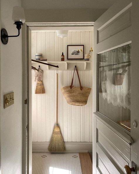 Cottagecore Laundry Room, Small Mudroom, Swedish Farmhouse, Handmade Broom, Country Living Uk, Mudroom Makeover, Dust Bunnies, Mudroom Decor, Casa Country