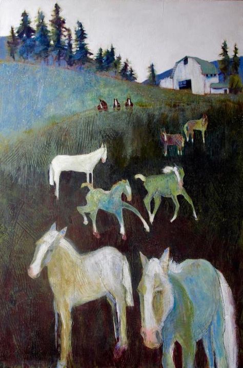 Indian Horse Painting, Welsh Art, Watercolor Horses, Horse Art Ideas, Horses Painting, Farm Painting, Modern Landscape Painting, Painting Animals, Equestrian Art