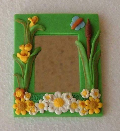 Photo Frame Craft Ideas, Clay Picture Frames, Frame Craft Ideas, Photo Frame Craft, Homemade Frames, Clay Frame, Diy Photo Frame, Crafts Clay, Photo Frame Crafts