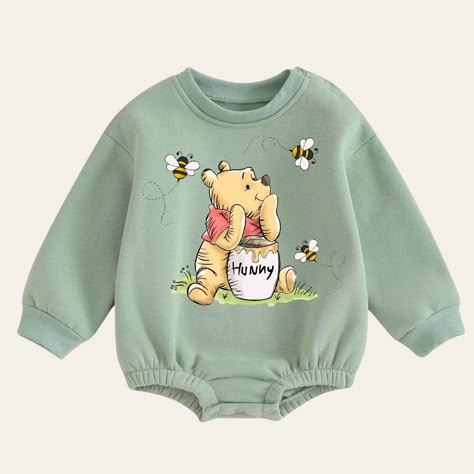 Adorable warm Baby Oversized fleece Sweatshirt Romper with snaps with cute pooh and honey bees print. ❤️ Made with a very warm, soft and cozy cotton polyester blend material with a soft fleece lining inside to stay warm. 😍 Rompers are True to size and made to fit baggy. ❤️ My kids have been wearing these and they love something comfy to run around the house in ❤️ Also perfect to just add some pants and bring them outside during the cool weather. Features: •Fabric: Cotton polyester blend •True t Sweatshirt Romper, Disney Baby Clothes, Cotton Baby Clothes, Baby Room Inspiration, Baby Fits, Baby Time, Baby Warmer, Baby Outfits Newborn