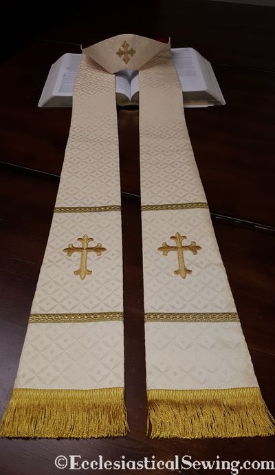 Clergy Stole Pattern Free, Liturgical Stoles, White Stole, Seven Archangels, Priest Stole, Liturgical Colours, Clergy Stoles, St Nicolas, Blue Tassel