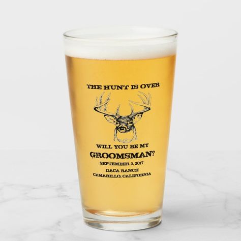 Groomsmen gifts THE HUNT IS OVER groomsmen pilsner Glass - Bachelor Party gifts Groomsmen Proposal Ideas, Funny Groomsmen Gifts, Wedding Ideas Classy, Diy Groomsmen Gifts, Groomsmen Gifts Ideas, Best Man Gift Ideas, Groomsmen Glasses, Bridesman Gifts, Unique Groomsmen Gifts