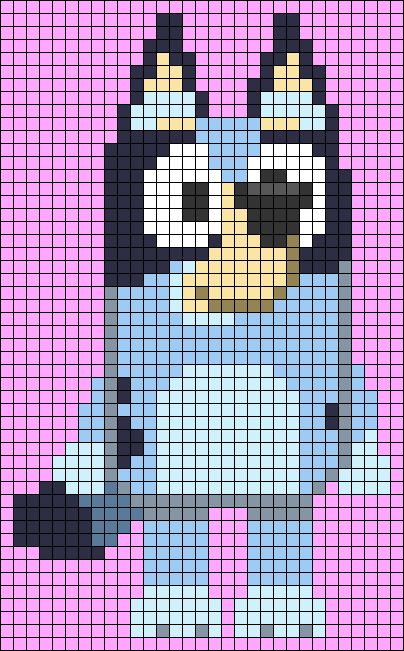 Alpha pattern #99852 | BraceletBook Wiener Dog Alpha Pattern, Bluey Cartoon Pixel Art, C2c Crochet Bluey, Knitting Pattern For Bluey The Dog, Bluey Cartoon Cross Stitch Pattern, Bluey Bingo Perler Beads, Cross Stitch Pixel Patterns, Bluey Crochet Blanket Pattern, Stitch Grid Pattern