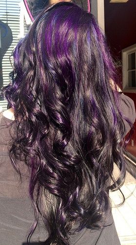 Pretty Hairstyles for Black Hair: Curls with Highlights Hairstyles For Black Hair, Stunning Hairstyles, Purple Highlights, Black Hair With Highlights, Hair Styles 2014, Funky Hairstyles, Hair Inspo Color, Love Hair, Great Hair