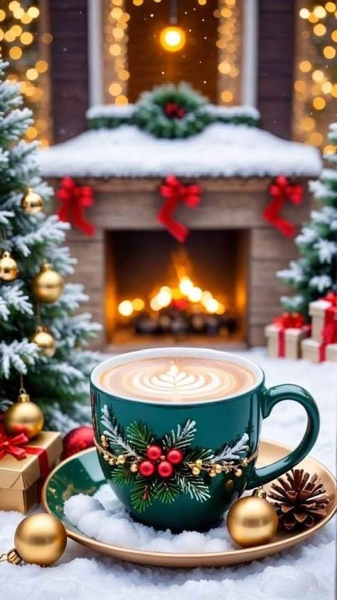 Coffee Christmas Aesthetic, Winter Coffee Aesthetic, Christmas Coffee Aesthetic, December Coffee, Morning Christmas, Morning Winter, Christmas Wallpaper Backgrounds, Funny Greetings, Christmas Feeling