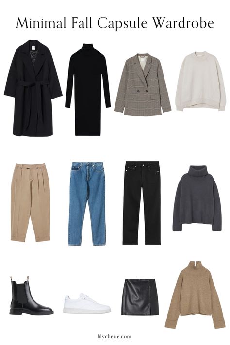 Minimal Fall Capsule Wardrobe 2020 — Lily Chérie Basic Casual Capsule Wardrobe, Berlin Capsule Wardrobe, 10x10 Capsule Wardrobe Fall, Minimal Work Wardrobe, Minimal Fall Capsule Wardrobe, 10 Piece Fall Capsule Wardrobe, 12 Piece Capsule Wardrobe, Autumn Capsule Wardrobe 2022, 10x10 Capsule Wardrobe