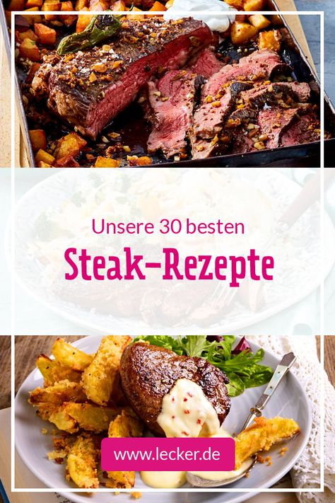 Von #Steaks können wir einfach nicht genug bekommen! Ob mit knusprigen Beilagen, himmlischen Soßen oder ganz pur - hier sind unsere besten #Rezepte! Dry Aged Steak, Beef Steak Recipes, Recipe 30, Beef Steak, Steak Recipes, Grilling Recipes, Easy Healthy Recipes, Side Dishes, Steak