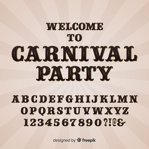 Circus Font Free, Carnival Font Alphabet, Carnival Font, Circus Party Invitations, Circus Lights, Circus Font, County Fair Birthday, Carnival Background, Vintage Circus Party