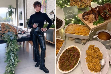 Inside the most elaborate Kardashian Thanksgiving parties featuring Kris Jenner's feast & luxurious decorations Kardashian Thanksgiving Table, Thanksgiving Kardashian, Kardashian Thanksgiving, Khloe And Tristan, Kardashian Christmas, Antler Headband, Jenner Sisters, Cake Shapes, First Thanksgiving