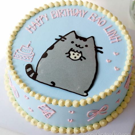 Pusheen Birthday, Lily Cake, Birthday Cake For Cat, 8th Birthday Cake, Anime Cake, Custom Birthday Cakes, Simple Cake Designs, Themed Birthday Cakes, Cat Cake