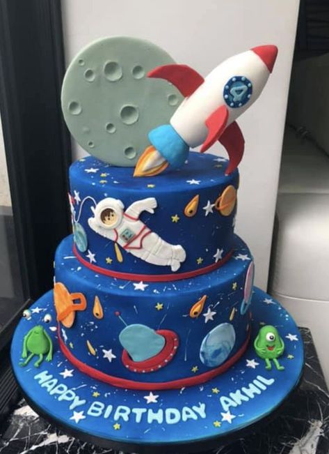 Rocket Birthday Cake, Spaceship Cake, Space Birthday Party Food, Planets Birthday, Space Party Food, Rocket Ship Cakes, Rocket Birthday, Rocket Cake, Teen Cakes