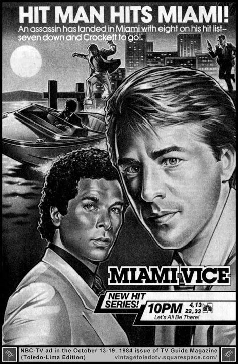 Miami Vice Inherent Vice Poster, Gta Vice City Poster, Miami Vice Don Johnson, Miami Vice Graphic Design, Miami Vice 2006, In The Air Tonight, Tv Adverts, The Cosby Show, Nbc Tv