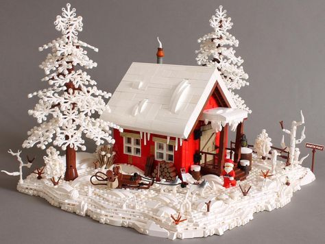 Lego Christmas Village, Lego Winter Village, Lego Village, Lego Winter, Lego Christmas, Winter Cottage, Christmas Village Houses, Glitter Houses, Lego Room