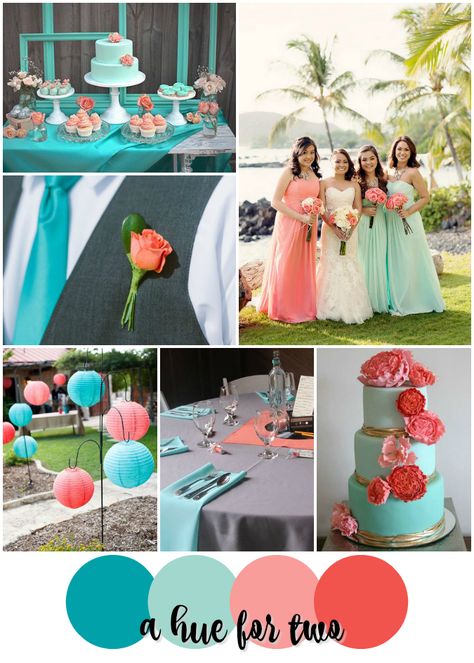 Peach And Teal Wedding, Coral Colour Palette, Teal Wedding Colors, Wedding Cake Flowers, Beach Wedding Colors, Wedding Ceremony Ideas, Wedding Colours, Cake Flowers, Teal Wedding