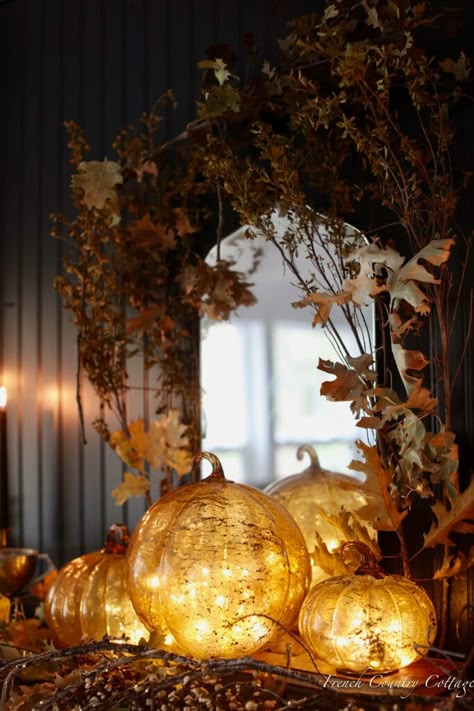 Cozy Autumn by Candlelight - French Country Cottage Cozy Candlelight, Autumn Cottage, Vintage Fall Decor, White Mums, French Vintage Decor, Home Decor Wallpaper, Halloween Bedroom, Home Decor Aesthetic, Aesthetic Home Decor