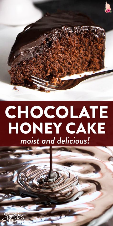 This is the best easy recipe for homemade chocolate honey cake. The simple batter is made entirely from scratch and can be whipped up in just one bowl. The super moist cake is then covered in ganache frosting to turn it into a decadent birthday treat. Trust me this cake has a fantastically rich taste and nobody will believe you how quick it is to put together. You have to try this most amazing of all desserts asap - click through now to get the printable recipe. Honey Sweetened Chocolate Cake, Honey Chocolate Cake, Desserts Made With Honey, Rosh Hashanah Honey Cake Recipe, Chocolate Honey Cake, Super Moist Cake, Fodmap Baking, Cake Batter Recipes, Mat Inspiration