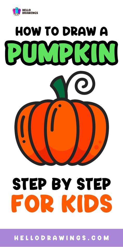 How to Draw a Pumpkin | Simple Guide for Kids Drawing A Pumpkin, Draw A Pumpkin, Vegetable Drawing, Pumpkin Vegetable, Fruit Or Vegetable, Pumpkin Drawing, Fruits Drawing, Doodle Art Designs, Guided Drawing