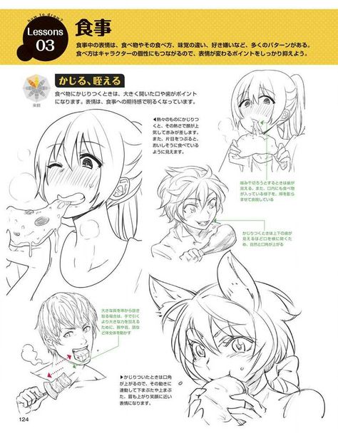 Comiendo Hungry Face Drawing, Yummy Face Expression, Character Design Facial Expressions, Eating Drawing Reference, Eating Food Drawing, Head Character Design, Eating Pose, Draw Head, Manga Tutorial