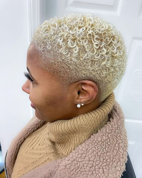 Blonde Fade Black Women, Coils Hairstyles, Short Platinum Blonde Hair, Natural Haircuts, Natural Hair Haircuts, Blonde Natural Hair, Short Natural Haircuts, Cabello Afro Natural, Summer Hairstyles For Black Women