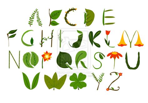 Traditional Digital Art, Similar Ideas, Leaf Font, Flower Typography, Graffiti Lettering Fonts, Typography Alphabet, Word Fonts, Graphic Design Business, Lettering Alphabet Fonts