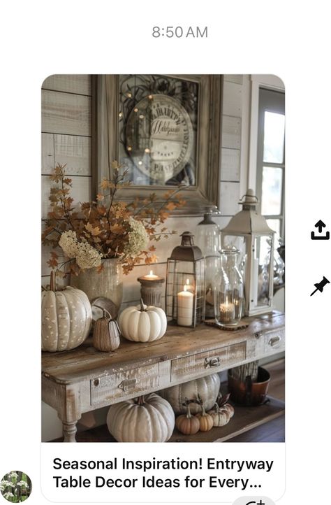 Elegant Fall Decor, Entryway Table Decor Ideas, Autumn Celebration, Painted Things, Entry Table Decor, Fall Entryway, Fall Mantle, Neutral Fall Decor, Fall Neutrals