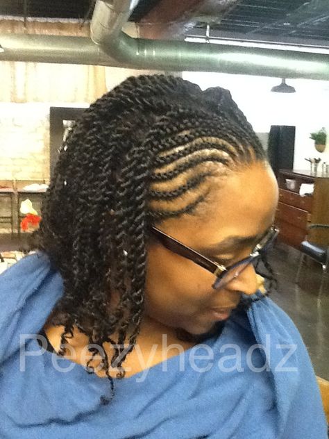 Two strand twists on long hair with cornrow design in front Cornrow Front Twist Back, Back To School Styles, Two Strand Twist Hairstyles, Twist Out Styles, Cornrow Designs, Cornrow Styles, Hot Comb, Flat Twist Hairstyles, Hairstyle Videos