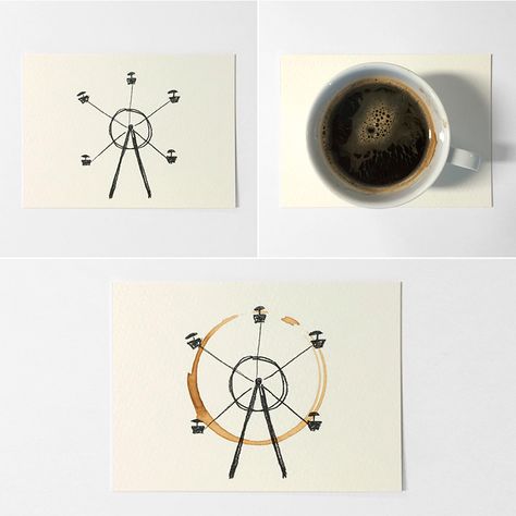 Coffee Ring Art, Coffee Ring Stain, Stop Motion Photography, Coffee Ring, Book Crafts Diy, Coffee Drawing, Coffee Coasters, Art Ring, Cafe Art