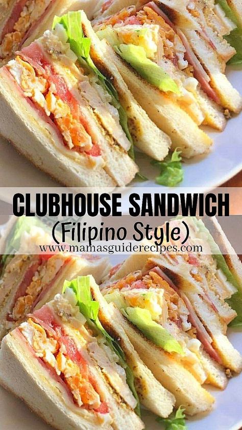 CLUBHOUSE SANDWICH (Filipino Style) Clubhouse Sandwich Recipe, Clubhouse Sandwich, Sandwich Sauces, Easy Sandwich Recipes, Filipino Style, Ham Sandwiches, Sandwich Ingredients, Simple Sandwiches, Club Sandwich