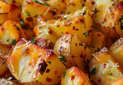 Cheesy Ranch Oven Roasted Potatoes Cheesy Ranch Oven Roasted Potatoes, Ranch Potatoes In Oven, Cheesy Ranch Potatoes, Cheesy Bacon Potatoes, Cheesy Ranch, Ranch Potatoes, Potatoes In Oven, Oven Roasted Potatoes, Roasted Potato Recipes