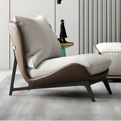 Flannel Lounge Chair in Modern Style with High-Back Loose Back Design for Small Spaces - Flannel Gray-Brown 1 Piece Small Lounge Chairs, Mens Bedroom Decor, Statement Chairs, Chair And Table, Modern Sofa Living Room, Contemporary Armchair, Hall Interior Design, Bedroom Seating, Mens Bedroom