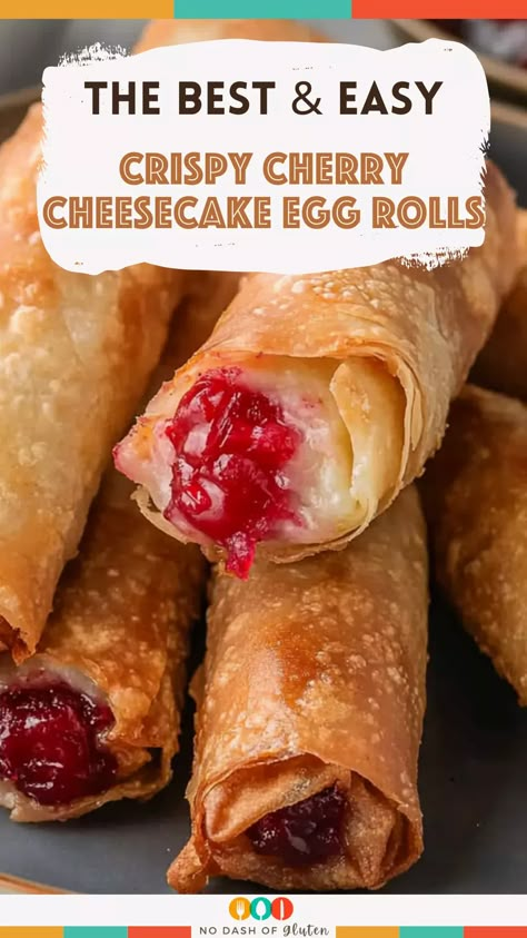 These Crispy Cherry Cheesecake Egg Rolls are the perfect dessert! Creamy cheesecake filling, sweet cherries, and a crunchy, golden shell make them irresistible. Ready in just 16 minutes, they’re great for parties, snacks, or a quick treat. Try swapping in your favorite fruit filling for a fun twist! Save this pin and make a batch today! Fruit Egg Rolls, Chicken Dinner Ideas Crockpot, Dinner Ideas Crockpot Chicken, Best Spaghetti Recipes, Cheesecake Egg Rolls, Fun Party Food Ideas, Best Spaghetti Recipe, Crescent Rolls Recipes, Dinner Ideas Crockpot