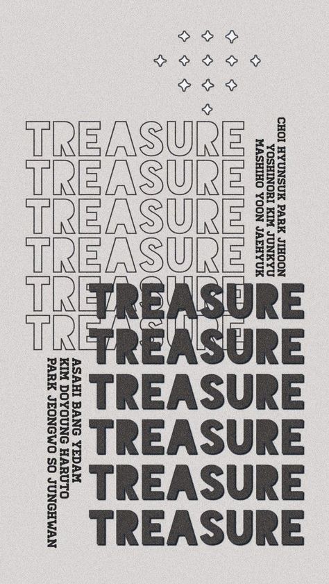 Aesthetic Treasure Kpop Wallpaper, Kpop Treasure Wallpaper, Treasure Graphic Design, Kpop Wallpaper Treasure, Treasure Kpop Wallpaper, Treasure Wallpaper Aesthetic, Treasure Poster, Treasure Logo, Treasure Quotes